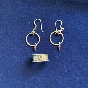 INSPIRANZA HANDCRAFTED STERLING SILVER EARRINGS WITH MATCHING RING